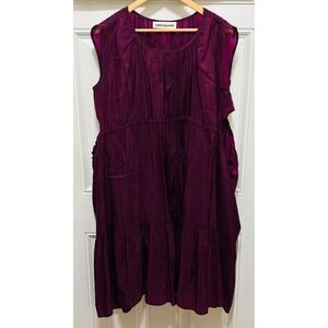 CARON CALLAHAN Timora Plum Purple Silk Midi Dress Sleeveless Size L